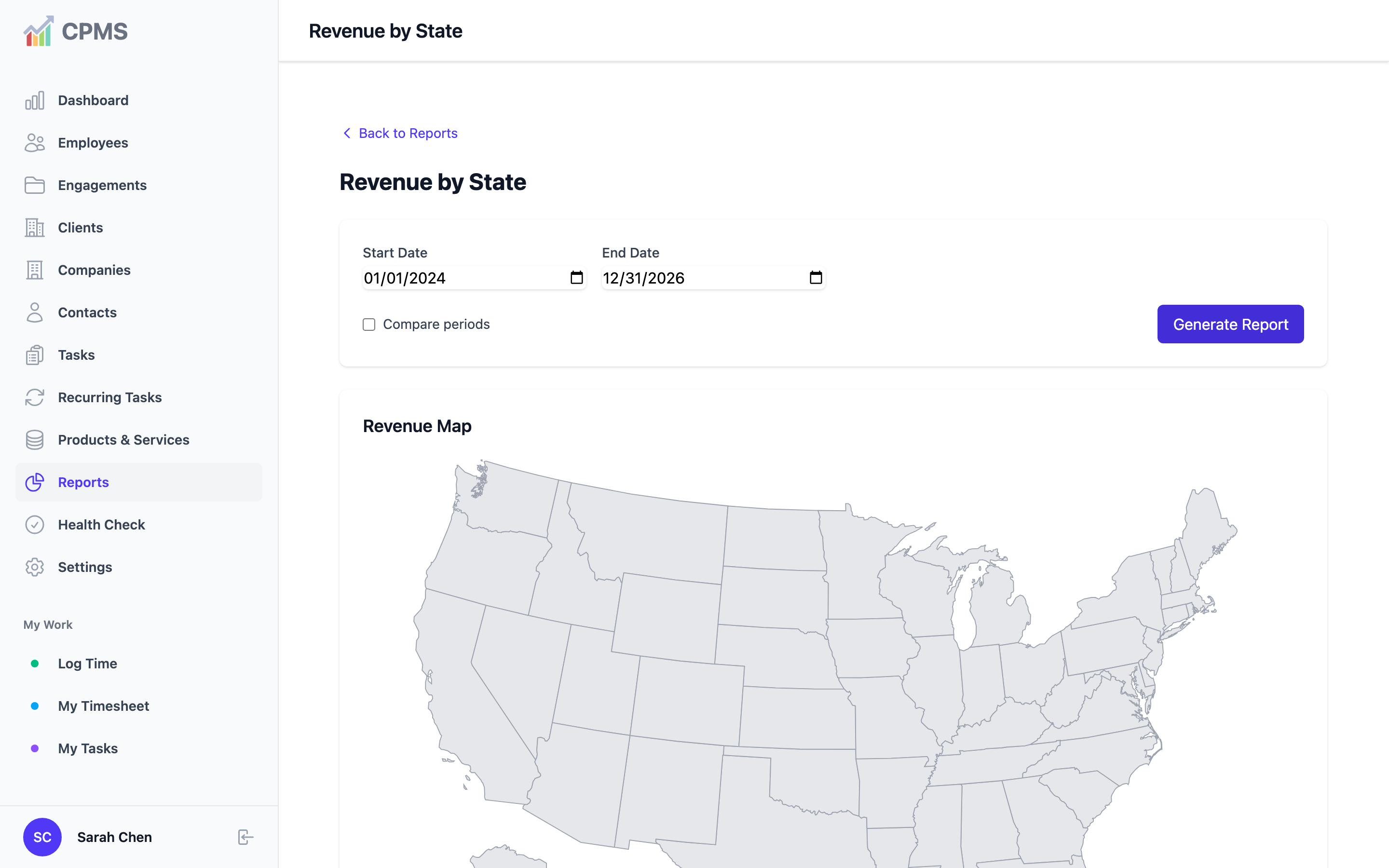 CPMS revenue by state map report